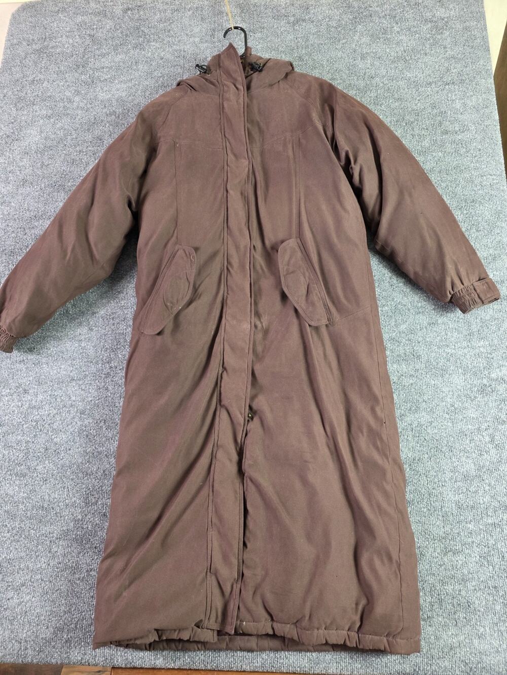 Cabelas Goose Down Coat Jacket Womens Medium Brown Quilted Full Zipper Outdoors